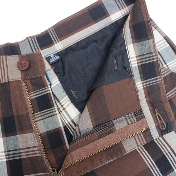 NWOT TEEN BOYS BURNSIDE SHORTS SIZE 18 BROWN PLAID 32" WAIST 11-3/4" INSEAM - Picture 5 of 6